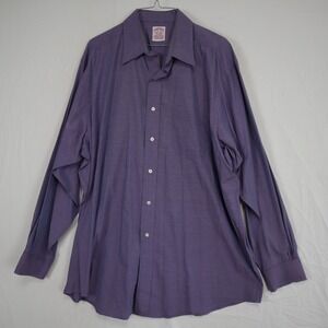Brooks Brothers Shirt Mens 17-5 Pocket Button Up Purple Striped Long Sleeve